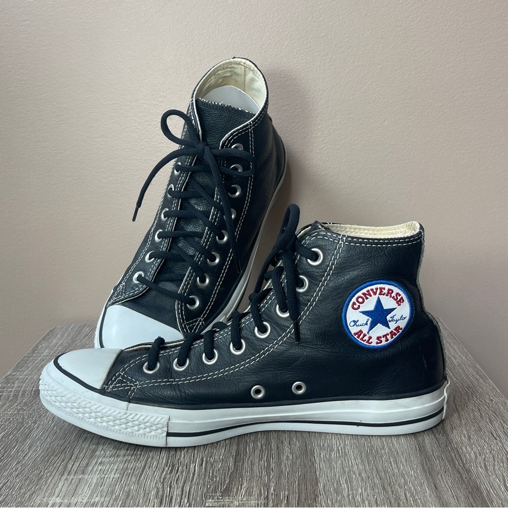 Converse Chuck Taylor Leather High Top Black Unisex Sz Men/9 Women
